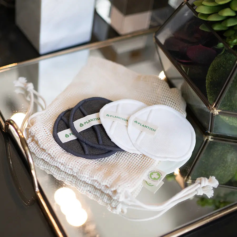Reusable cotton makeup pads for cleansing the skin.