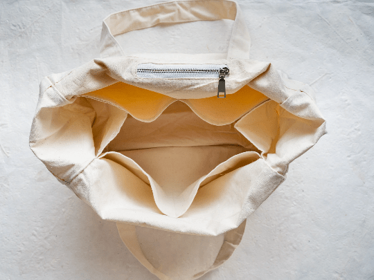 Plantish Future Home & Kitchen Opened White Multi-pocket Tote Bag with 6 pockets, one with zipper