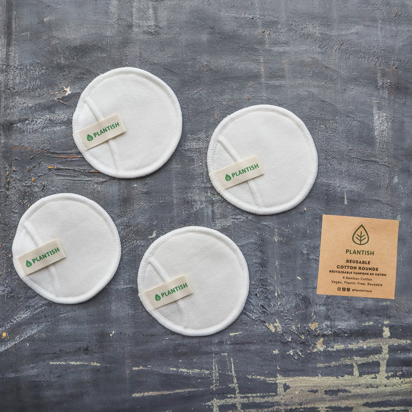 Plantish Future Beauty and Bathroom Reusable Cotton Rounds - 100% Cotton with Dimensions - Top View