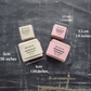 Plantish Future Beauty and Bathroom Zero Waste Deodorant Bar - Top VIew: Rose & Citrus and Unscented with Dimensions (Full: 5cm/1.96in x 5cm/1.96in and Mini: 3.5cm/1.4in x 3.5cm/1.4in)